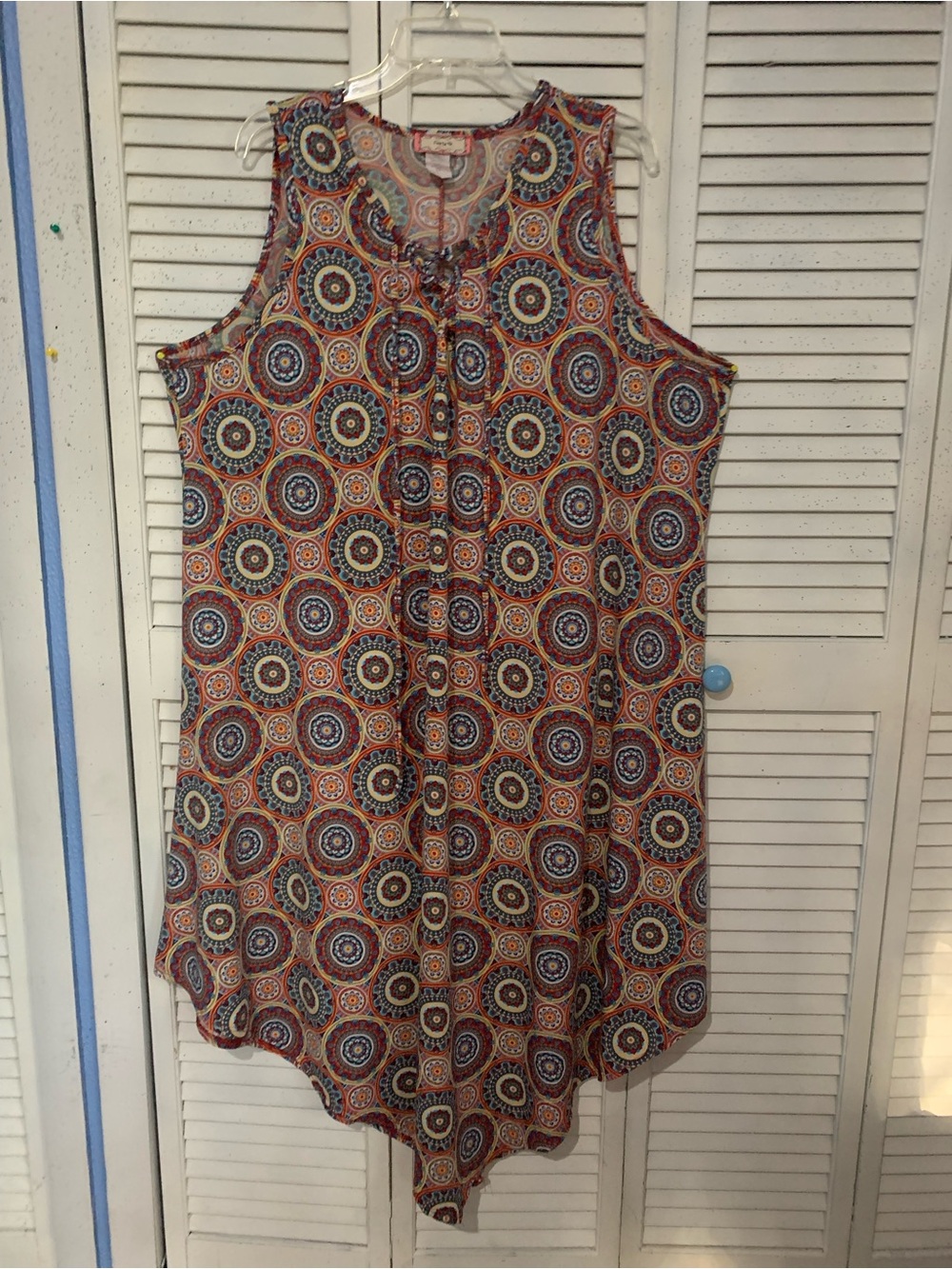 Cest La Vie Sleeveless Tie Front Mandala Print Boho Look Dress